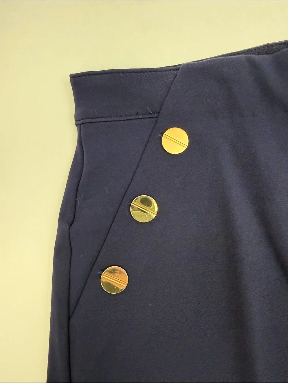 SPANX Ponte Button Front Wide Leg Pants Trousers Lapis Blue Sailor Nautical